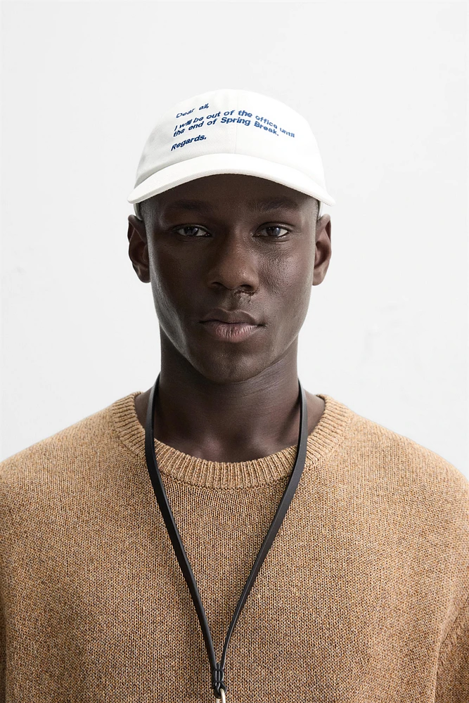 EMBROIDERED TEXT CAP