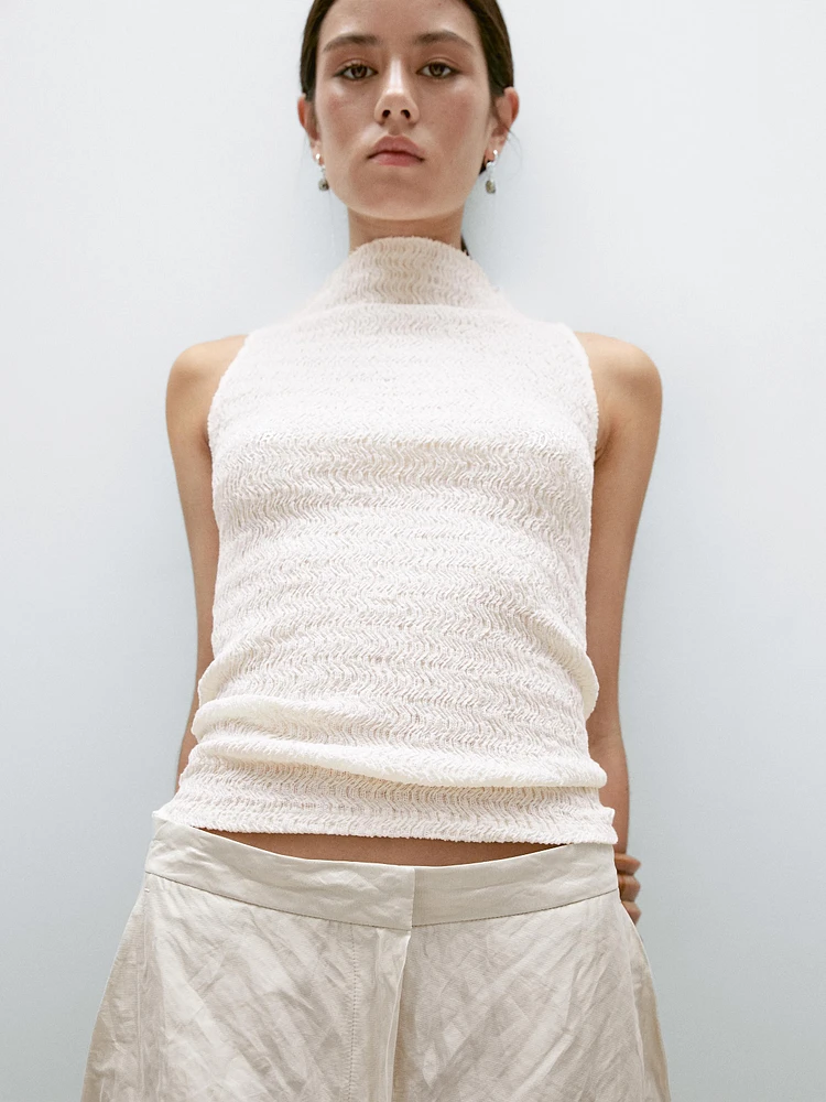 Top texturé en coton mélangé