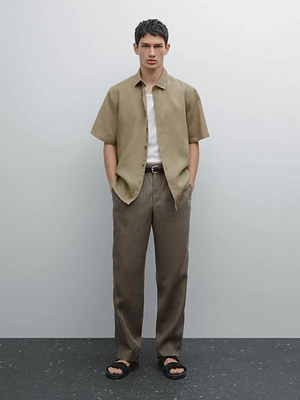 Chemise manches courtes regular fit lin