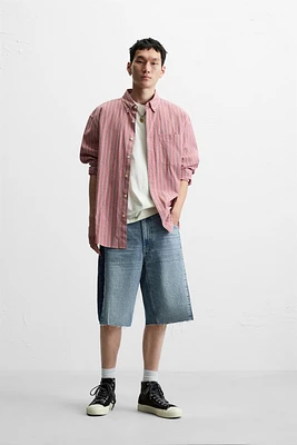 CONTRAST BANDS DENIM SHORTS