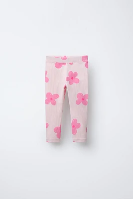 RIBBED PRINTED LEGGINGS
