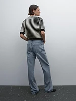 Striped short sleeve knit sweater