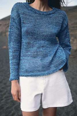 PULL EN MAILLE COMBINÉE AVEC RUBANS