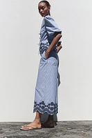 PANTALON JUPE-CULOTTE RAYURES BRODÉES