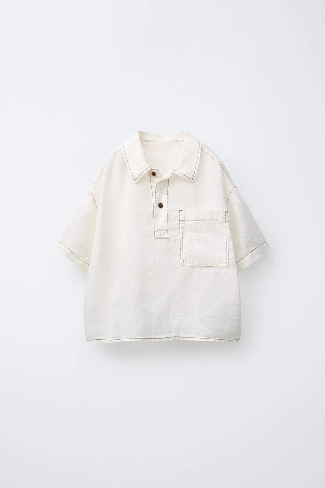 CHEMISE CONTRASTE 100 % LIN
