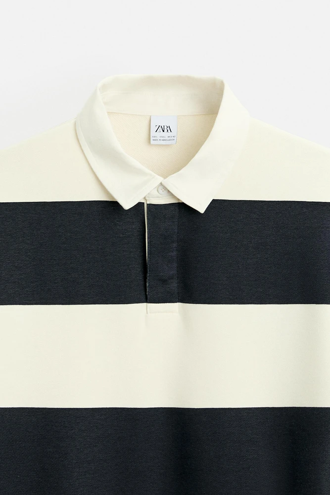 CONTRAST COLLAR POLO SWEATSHIRT