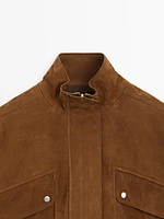 Nubuck suede leather bomber jacket