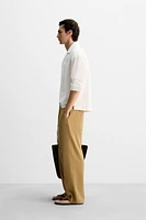 COTTON - LINEN TUCKED SHIRT
