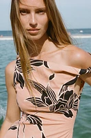 PRINTED LINEN BLEND MINI DRESS