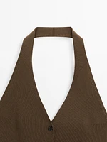 Veste sans manches en maille à encolure américaine