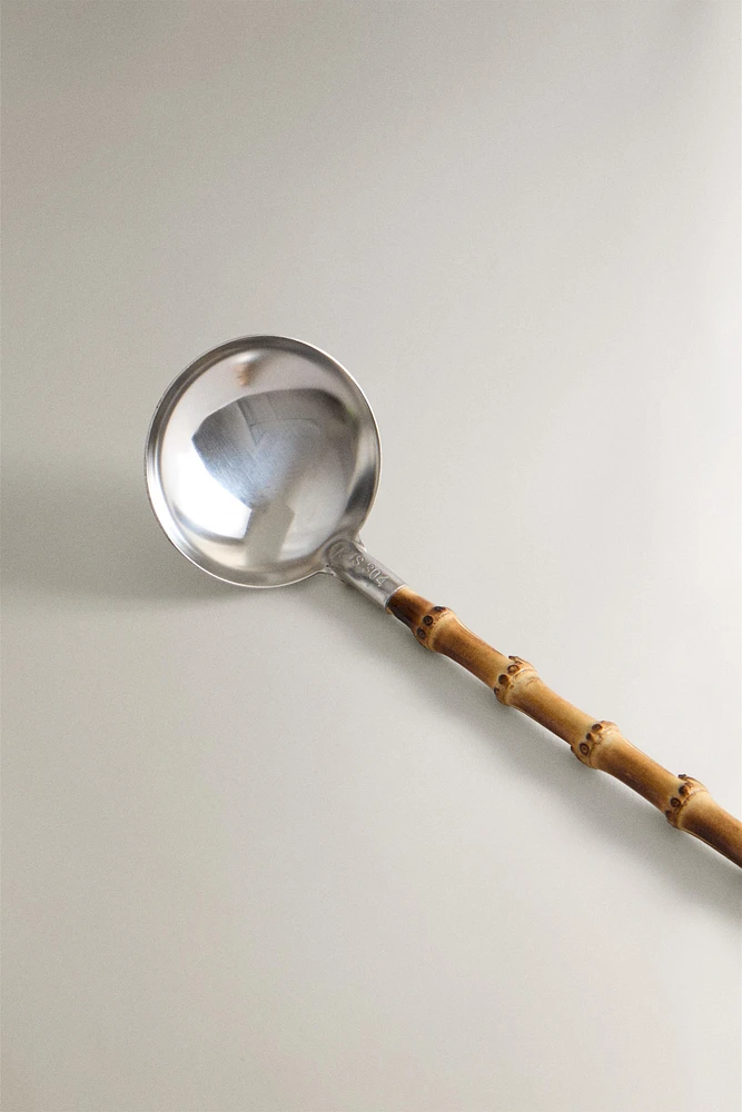 STEEL AND BAMBOO SERVING SPOON