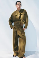 PANTALON À PINCES EN MÉLANGE DE LIN COLLECTION ZW