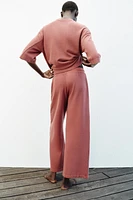 WASHED EFFECT WIDE LEG PANTS