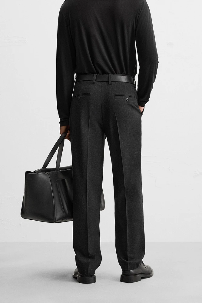 WOOL BLEND TEXTURED PANTS