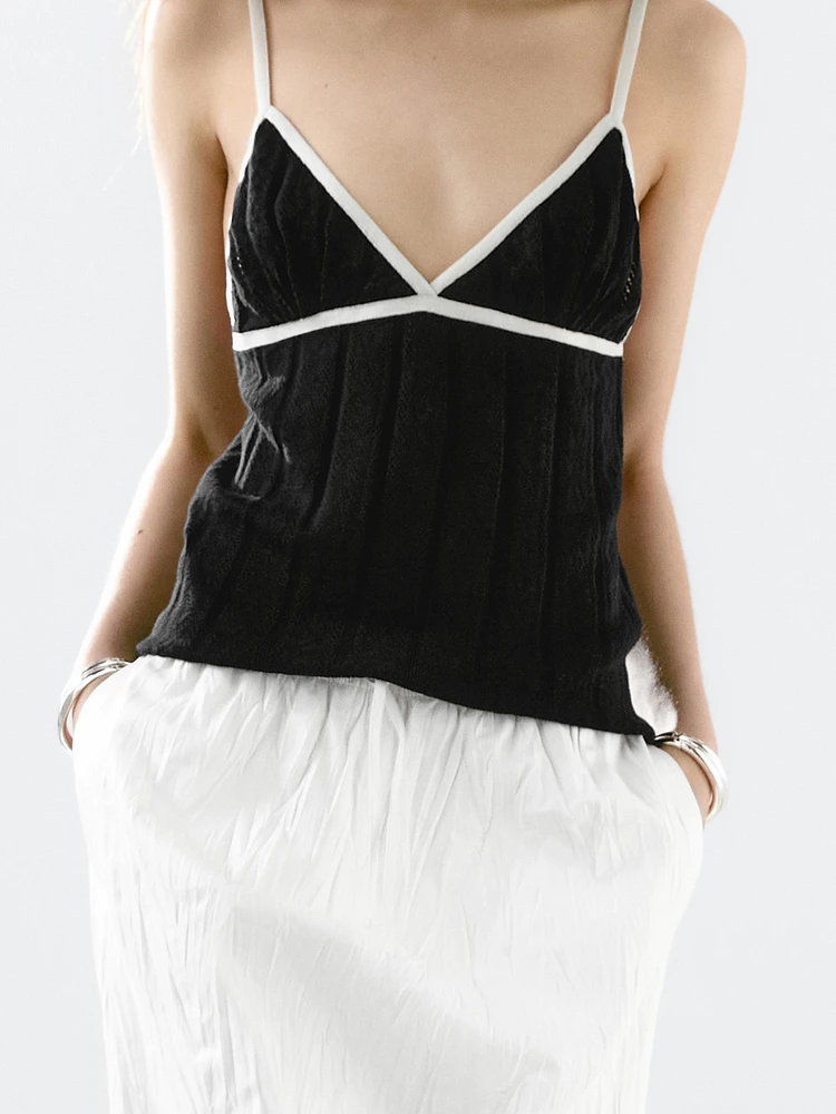 Top triangle maille pointelle