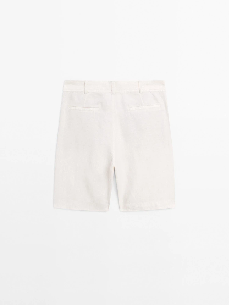 100% linen Bermuda shorts