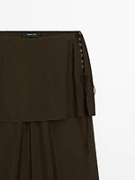 Flowing contrast 100% silk trousers