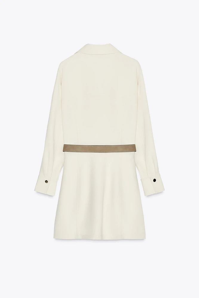 BELTED CREPE MINI DRESS