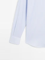 Slim fit micro textured cotton shirt