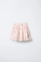LACE INSERT FLORAL SKIRT