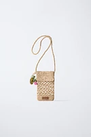 RAFFIA EFFECT PHONE CASE WITH CHARM