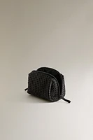 WAFFLE-TEXTURE FABRIC TOILETRY BAG