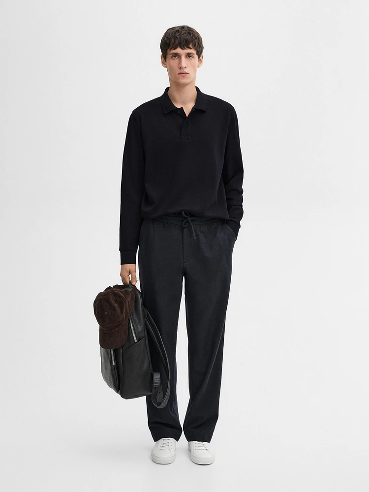 Cotton blend polo sweater
