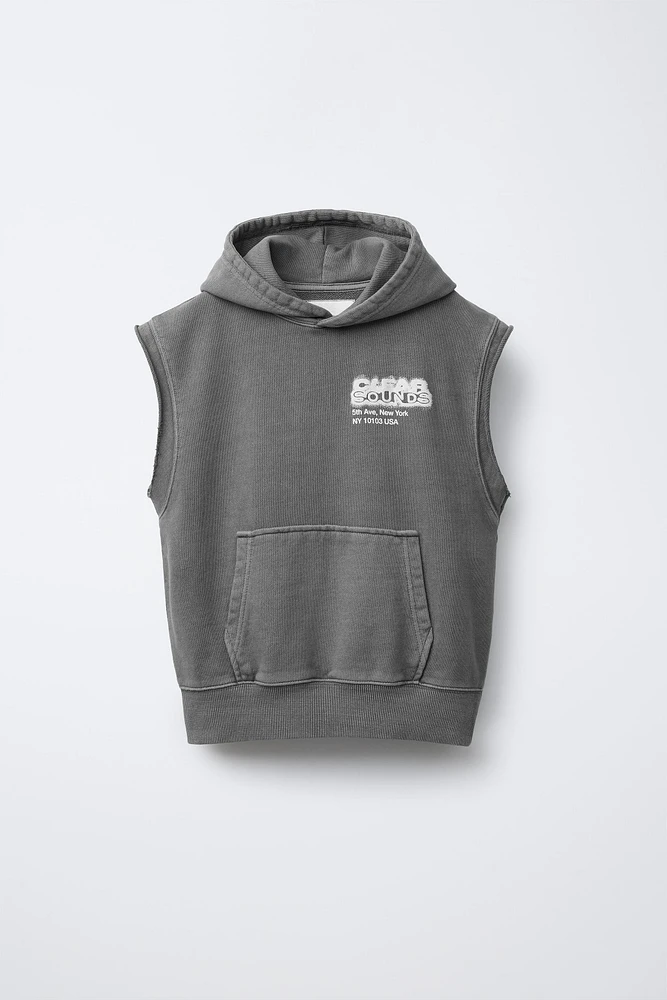 HOODED SWEATSHIRT VEST