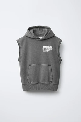 HOODED SWEATSHIRT VEST
