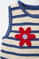 TOP EN MAILLE RAYURES FLEUR