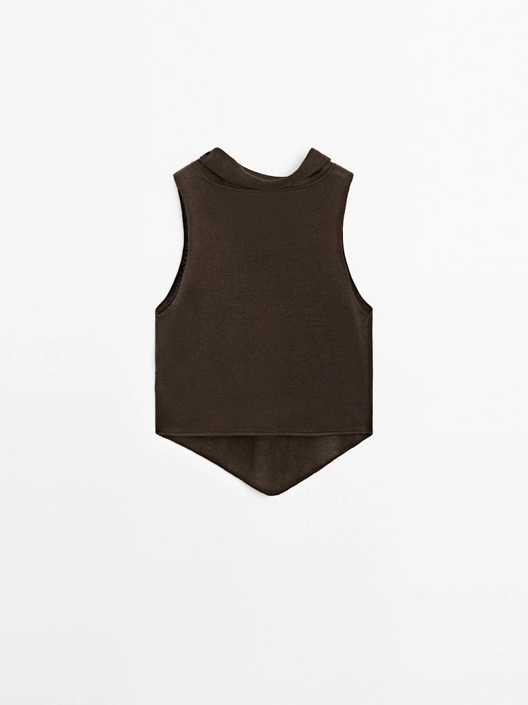 Top drapé asymétrique 100 % lin