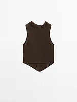 Top drapé asymétrique 100 % lin