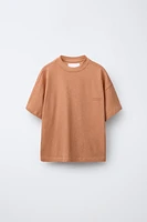 COTTON AND LINEN T-SHIRT WITH TEXT