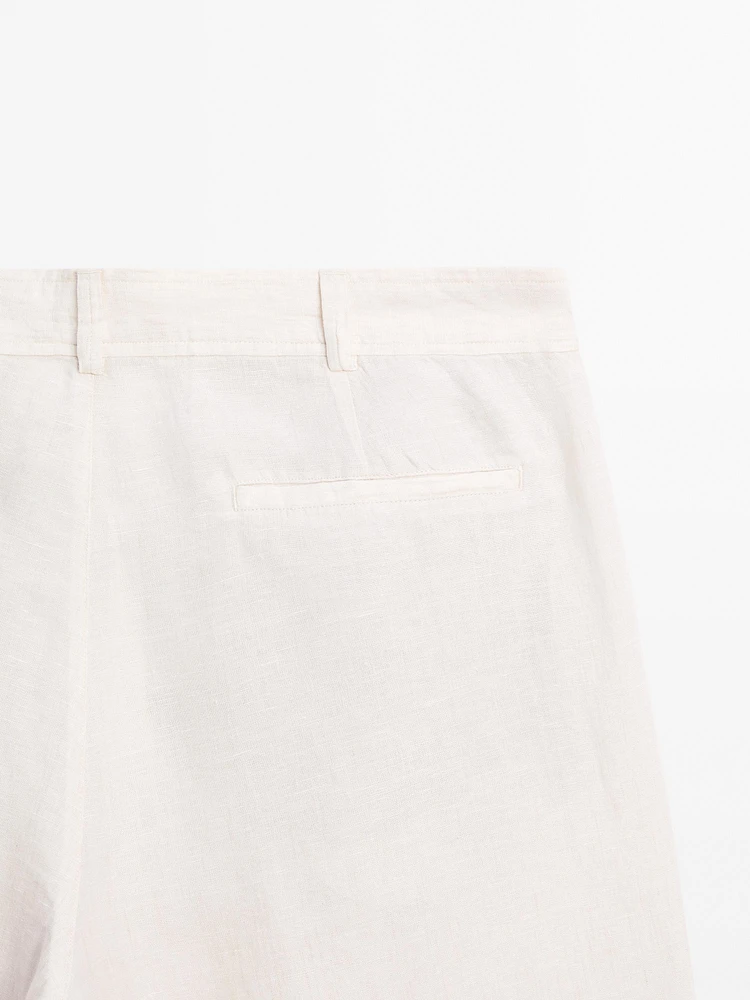 100% linen Bermuda shorts