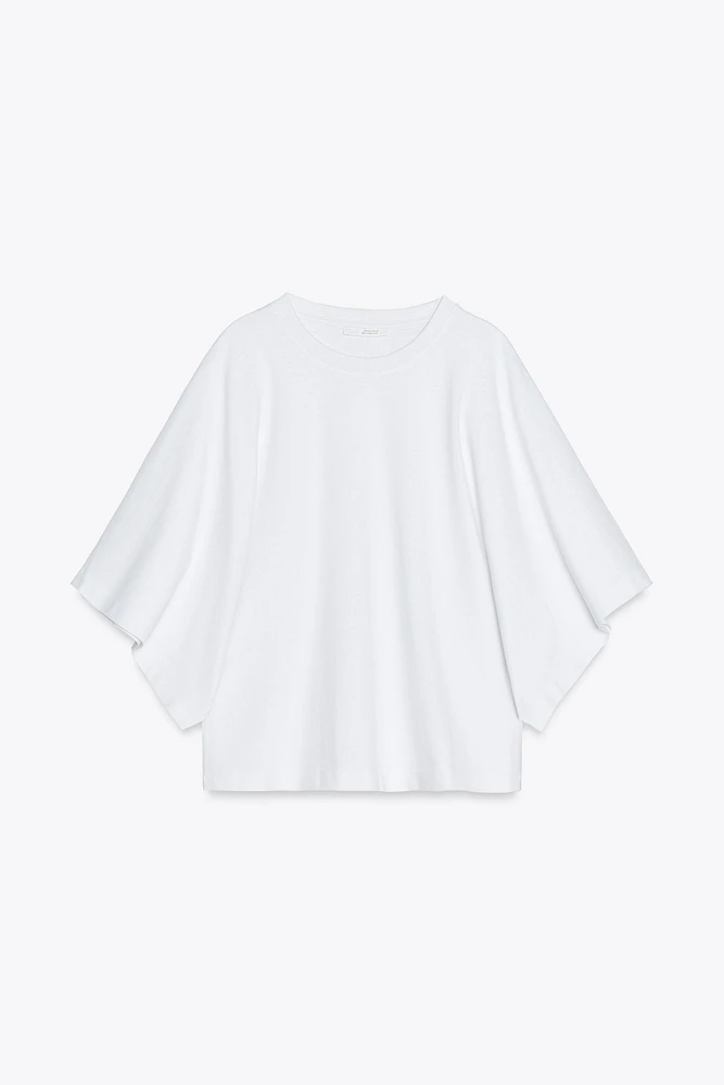 T-SHIRT DÉLAVÉ À MANCHES CAPE