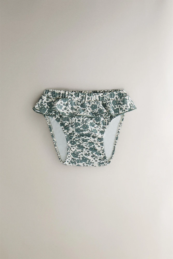 CHILDREN’S TROPICAL FLORAL RUFFLED BEACH BIKINI BOTTOMS