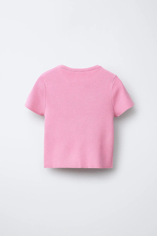 RIBBED BOW T-SHIRT