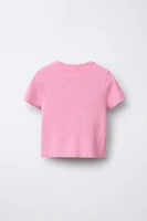 RIBBED BOW T-SHIRT