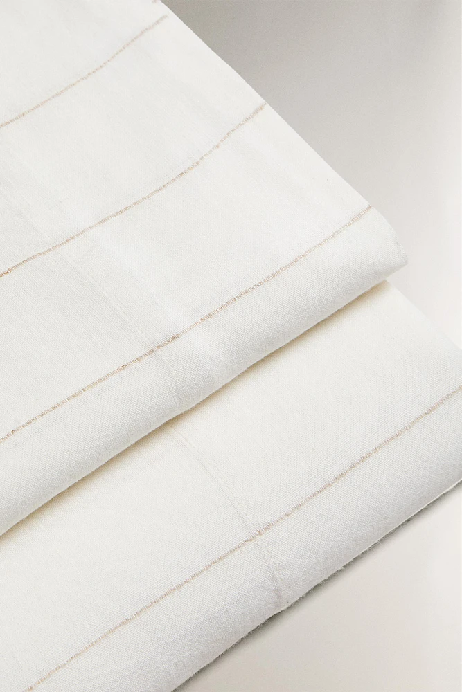 STRIPED COTTON LINEN FLAT SHEET