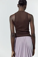 SEMI-SHEER HALTER TOP