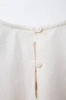 EMBROIDERED FLORAL LINEN BLEND TOP