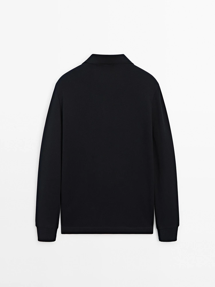Cotton blend polo sweater