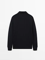 Cotton blend polo sweater