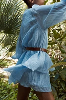 BELTED RUFFLED DRESS