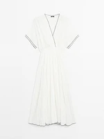 Contrast pleated long dress