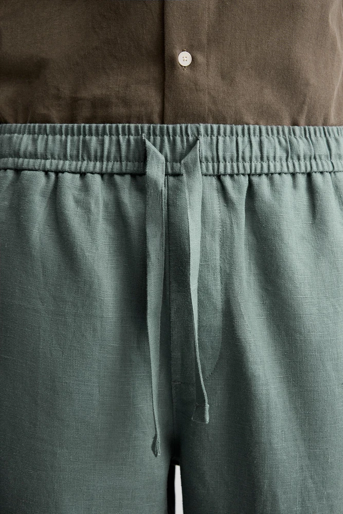100% LINEN REGULAR FIT PANTS