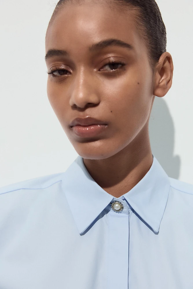 CHEMISE EN POPELINE À LACETS