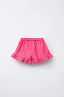 RUFFLED POPLIN SHORTS