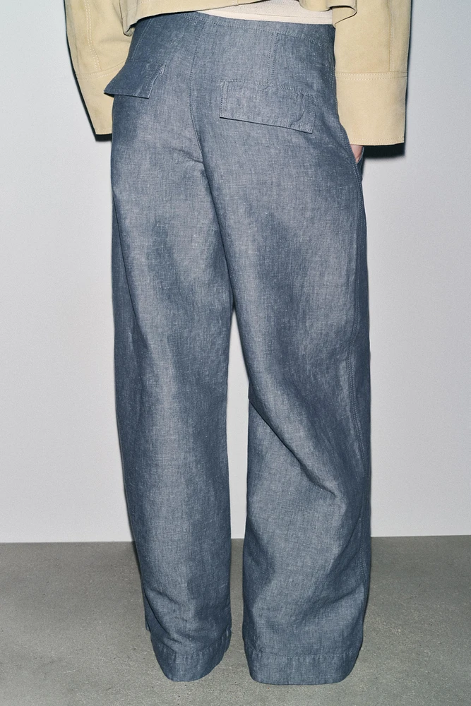 PANTALON JAMBES LARGES AVEC LIN ZW COLLECTION