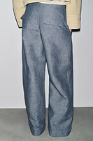 PANTALON JAMBES LARGES AVEC LIN ZW COLLECTION